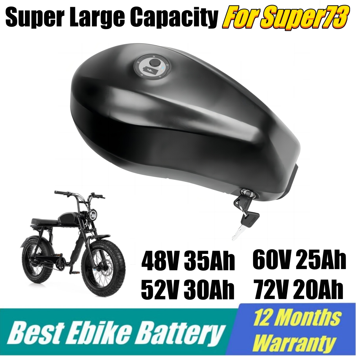 60V 30Ah 21700 Battery Pack - แบตเตอรี่สำรองสำหรับจักรยานไฟฟ้า Super73 รุ่น 21700 แพ็คแบตเตอรี่ 48v