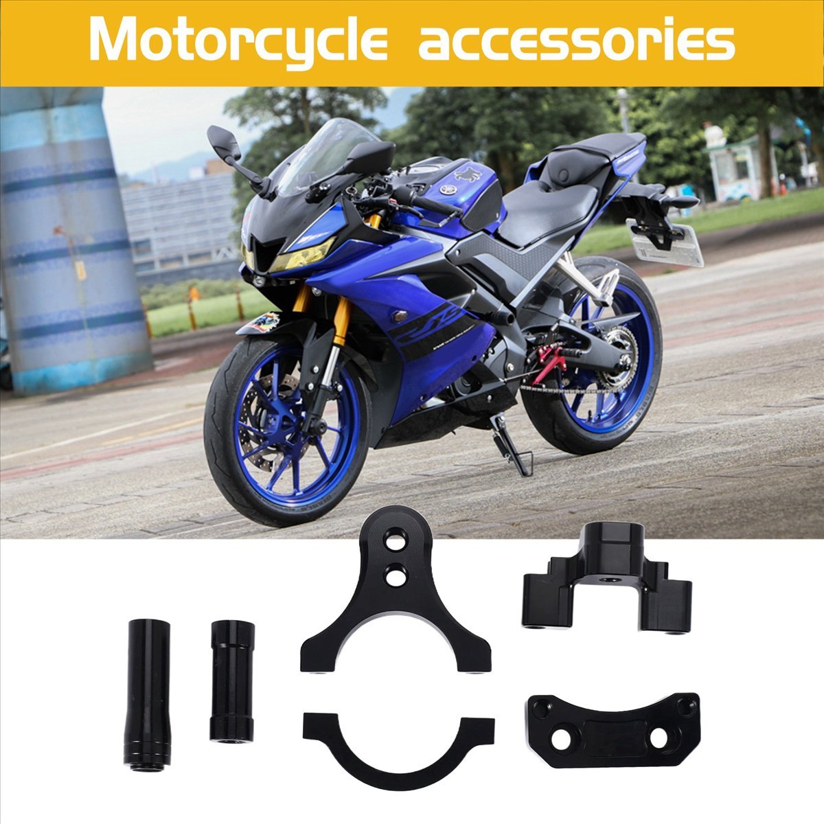 Steering Damper Stabilizer Kit Cnc - ชุดขายดีพิเศษ: ชุดติดตั้งขายึดแดมเปอร์กันสะบัดสำหรับมอเตอร์ไซค์ CNC สำหรับ Yamaha YZF