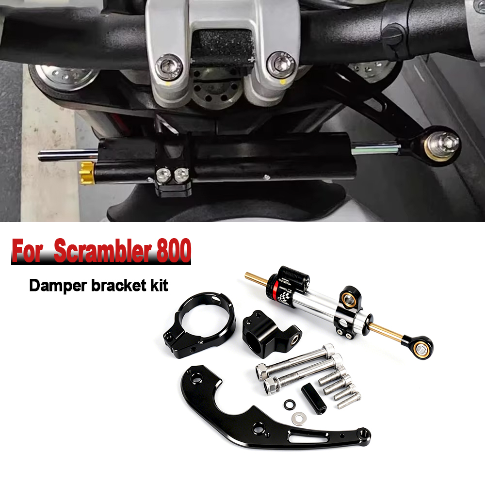 Steering Damper Stabilizer Kit Cnc - ชุดติดตั้งกันสะบัดแฮนด์มอเตอร์ไซค์ Ducati Scrambler 800 Scrambler800 รุ่นใหม่